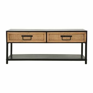 Czarno-naturalna metalowa szafka pod TV 95x38x38 cm Hanoi – Mauro Ferretti obraz