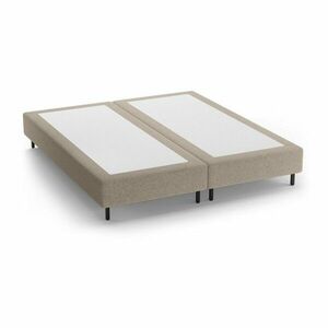 Beżowe tapicerowane łóżko dwuosobowe bez zagłówka 160x200 cm Whale – Micadoni obraz