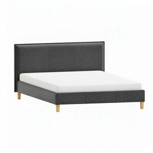 Ciemnoszare tapicerowane łóżko dwuosobowe ze stelażem 160x200 cm Tina – Ropez obraz