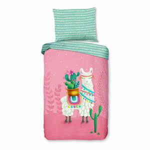 Różowo-turkusowa bawełniana pościel dziecięca jednoosobowa 140x200 cm Lalama – Good Morning obraz