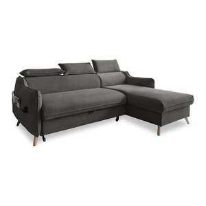 Ciemnoszary aksamitny rozkładany narożnik (prawostronny) Sweet Harmony – Miuform obraz