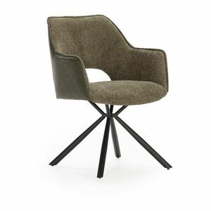 Zielone tapicerowane fotele jadalniane zestaw z podłokietnikami 2 szt. Mariel – Marckeric obraz