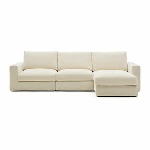 Beżowy narożnik z tkaniny szenilowej (prawostronny/z szezlongiem) Alea – Kave Home obraz