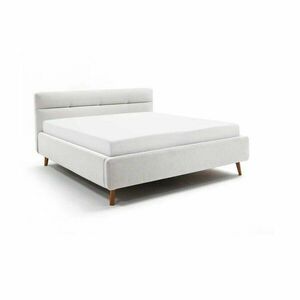 Jasnoszare tapicerowane łóżko dwuosobowe ze schowkiem ze stelażem 180x200 cm Lotte – Meise Möbel obraz