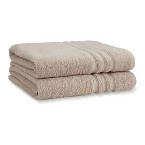 Beżowe bawełniane ręczniki kąpielowe frotte zestaw 2 szt. 90x140 cm Zero Twist – Catherine Lansfield obraz