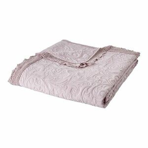 Różowa narzuta pikowana 220x230 cm Bridgerton Silhouette Floral Lace – Catherine Lansfield obraz