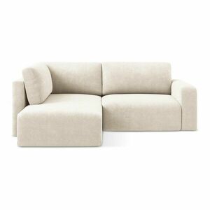 Kremowy rozkładany narożnik ze schowkiem z tkaniny szenilowej (lewostronny/w kształcie litery L) Kona – Makamii obraz