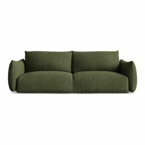 Zielona rozkładana sofa z tkaniny szenilowej 230 cm Leila – Makamii obraz