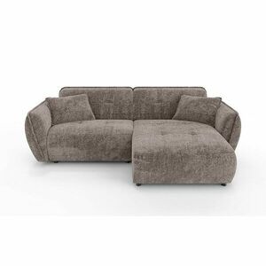 Szarobrązowy narożnik z tkaniny szenilowej (prawostronny/z szezlongiem) Nelia – Ropez obraz