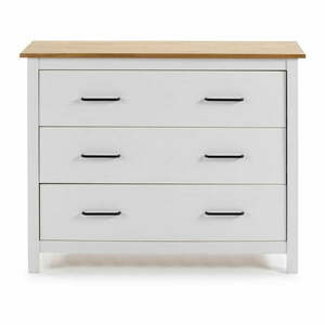 Biała niska komoda z litego drewna sosnowego 100x80 cm Miranda – Marckeric obraz