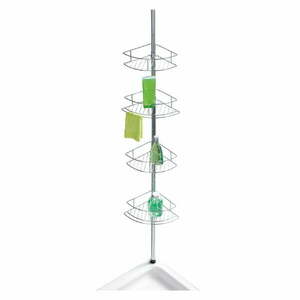 Narożna półka łazienkowa ze stali nierdzewnej w kolorze srebra z połyskiem teleskopowa Dolcedo – Wenko obraz