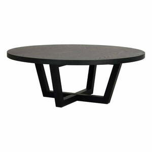 Czarny okrągły stolik w dekorze dębu ø 110 cm Boxford – Rowico obraz