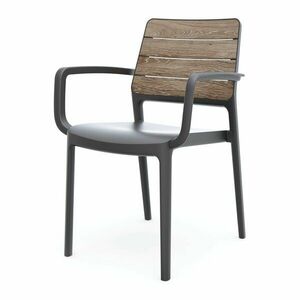 Ciemnoszaro-brązowe plastikowe krzesło ogrodowe Deco Porto – Keter obraz