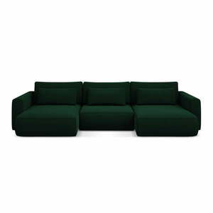 Zielony aksamitny rozkładany/ze schowkiem narożnik (w kształcie litery U) Kapua – Makamii obraz