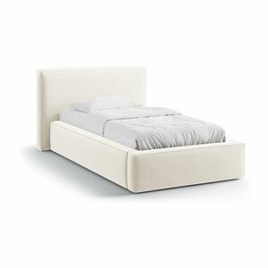 Kremowe tapicerowane łóżko jednoosobowe ze schowkiem i stelażem 90x200 cm Jodie – Micadoni obraz