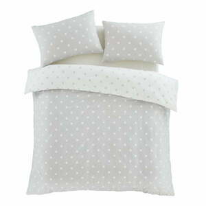 Biało-szara flanelowa pościel dwuosobowa 200x200 cm Polka Dot – Catherine Lansfield obraz