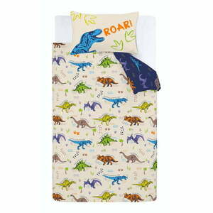 Niebiesko-beżowa pościel dziecięca jednoosobowa 135x200 cm Prehistoric Dinosaurs – Catherine Lansfield obraz