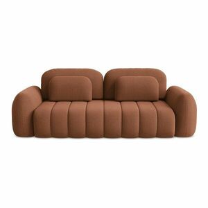 Rozkładana sofa z materiału bouclé ze schowkiem w kolorze terakoty 266 cm Pele – Makamii obraz