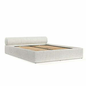 Kremowe tapicerowane łóżko dwuosobowe ze schowkiem i stelażem 140x200 cm Solvo – Maison de Rêve obraz