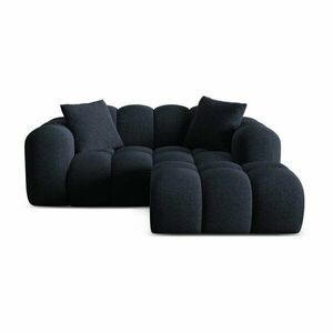 Ciemnoniebieski narożnik z tkaniny szenilowej (prawostronny/z szezlongiem) Treno – Cosmopolitan Design obraz