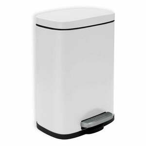Stalowy kosz na śmieci z pedałem w matowym białym kolorze 5 l Akira – Spirella obraz