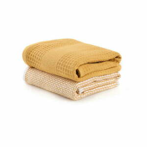 Żółte ręczniki waflowe zestaw 2 szt. 40x60 cm Betty – Foutastic obraz