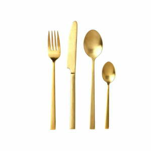 Stalowe sztućce w kolorze mosiądzu 16 szt. Brass – Bitz obraz