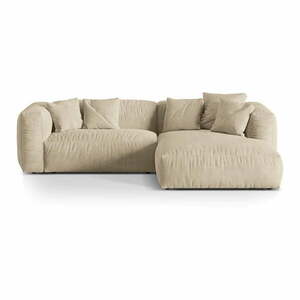 Beżowy aksamitny narożnik modułowy (prawostronny/z szezlongiem) Martina – Micadoni obraz