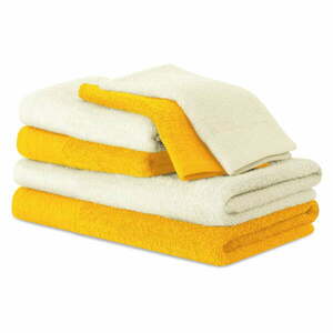 Żółte/kremowe bawełniane ręczniki zestaw 6 szt. frotte Flos – Restilo obraz