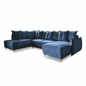 Ciemnoniebieski sztruksowy rozkładany narożnik (lewostronny/w kształcie litery U) Lazy Lukka – Miuform obraz