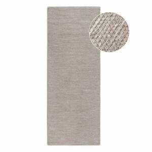Beżowy chodnik z mieszanki wełny tkany ręcznie 80x200 cm Pradesh Linen White – Elle Decoration obraz