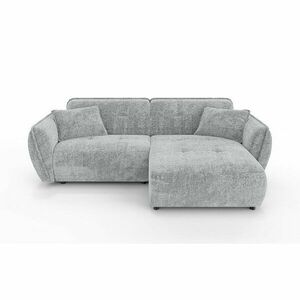 Jasnoszary narożnik z tkaniny szenilowej (prawostronny/z szezlongiem) Nelia – Ropez obraz