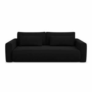 Czarna aksamitna rozkładana/ze schowkiem sofa 238 cm Kapua – Makamii obraz