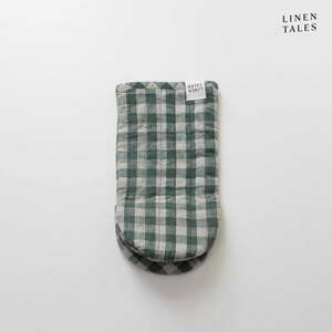 Lniana rękawica kuchenna Forest Green Gingham – Linen Tales obraz