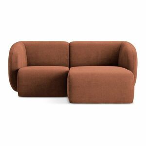 Narożnik z tkaniny szenilowej (prawostronny/z szezlongiem) w kolorze terakoty Lani – Makamii obraz