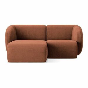 Narożnik z tkaniny szenilowej (lewostronny/z szezlongiem) w kolorze terakoty Lani – Makamii obraz