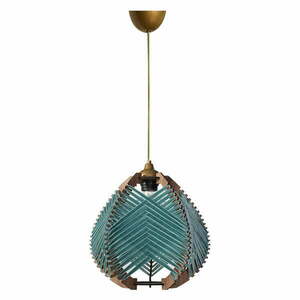 Niebieska/w naturalnym kolorze lampa wisząca z tekstylnym kloszem ø 25 cm Yola – Opviq lights obraz