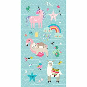 Niebieski aksamitny ręcznik plażowy dla dzieci 75x150 cm Moody – Good Morning obraz