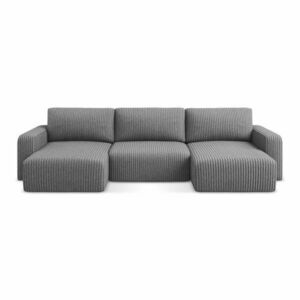 Szary sztruksowy rozkładany narożnik ze schowkiem (w kształcie litery U) Kona – Makamii obraz