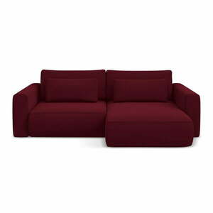 Bordowy aksamitny rozkładany/ze schowkiem narożnik (prawostronny/z szezlongiem) Kapua – Makamii obraz