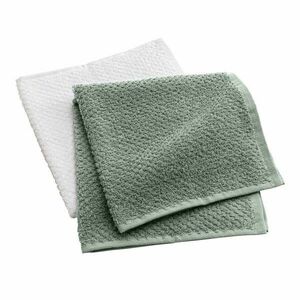 Białe/zielone bawełniane ręczniki zestaw 2 szt. frotte 50x50 cm Gourmet – douceur d'intérieur obraz