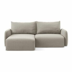 Szarobrązowy aksamitny rozkładany narożnik ze schowkiem (lewostronny/z szezlongiem) Kalena – Makamii obraz