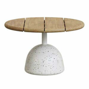 Biało-naturalny okrągły stolik z blatem z drewna akacjowego ø 55 cm Saura – Kave Home obraz