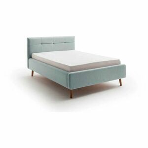 Jasnoniebieskie tapicerowane łóżko dwuosobowe ze schowkiem ze stelażem 140x200 cm Lotte – Meise Möbel obraz