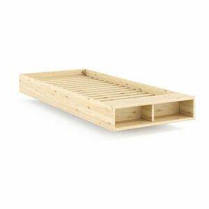 Łóżko jednoosobowe z litego drewna sosnowego bez zagłówka ze stelażem 90x200 cm w naturalnym kolorze Merge – Karup obraz