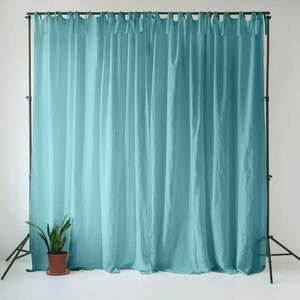 Turkusowa lniana zasłona 140x170 cm Coastal Blue – Linen Tales obraz