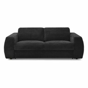 Czarna sztruksowa rozkładana sofa do spania 220 cm Hugo – Bobochic Paris obraz