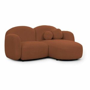 Narożnik z materiału bouclé (prawostronny/z szezlongiem) w kolorze terakoty Orbit – Ropez obraz