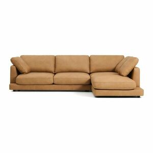 Brązowy skórzany narożnik (prawostronny/z szezlongiem) Gala – Kave Home obraz