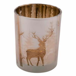 Szklany świecznik z motywem świątecznym w kolorze złota Ego Dekor obraz